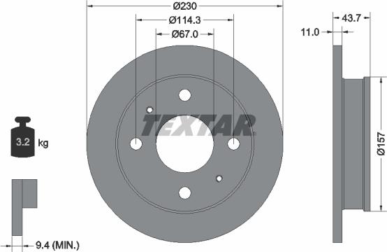 Textar 92102800 - Тормозной диск autosila-amz.com