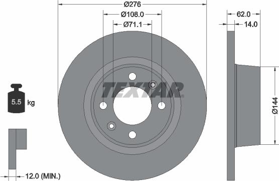 Textar 92107900 - Тормозной диск autosila-amz.com