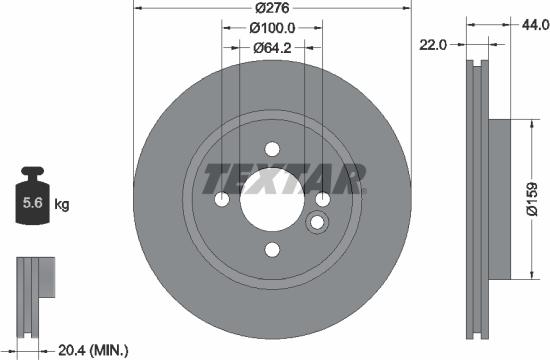 Textar 92107503 - Тормозной диск autosila-amz.com