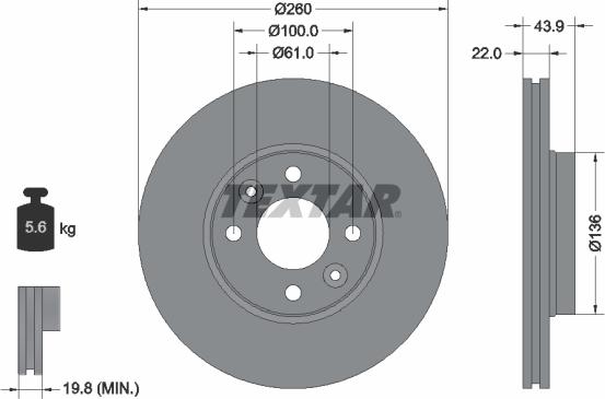 Textar 92119203 - Тормозной диск autosila-amz.com