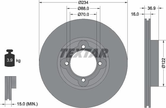 Textar 92114000 - Тормозной диск autosila-amz.com