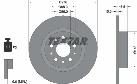 Textar 92114700 - Тормозной диск autosila-amz.com