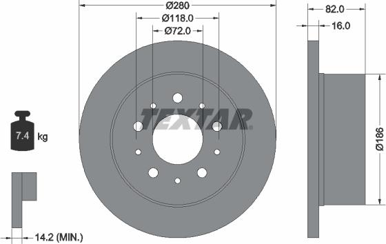 Textar 92116103 - Тормозной диск autosila-amz.com