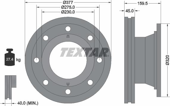 Textar 92116300 - Тормозной диск autosila-amz.com