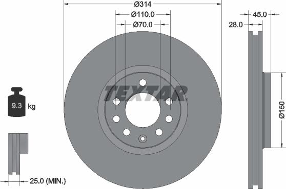 Textar 92118800 - Тормозной диск autosila-amz.com