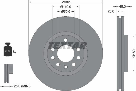 Textar 92118300 - Тормозной диск autosila-amz.com