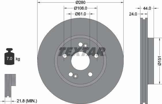 Textar 92113803 - Тормозной диск autosila-amz.com