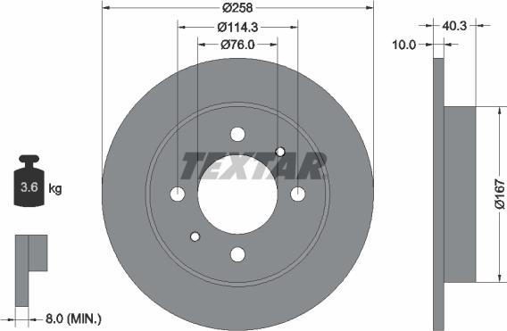 Textar 92117103 - Тормозной диск autosila-amz.com