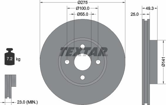 Textar 92180303 - Тормозной диск autosila-amz.com