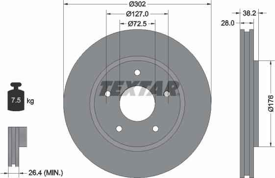 Textar 92181503 - Тормозной диск autosila-amz.com