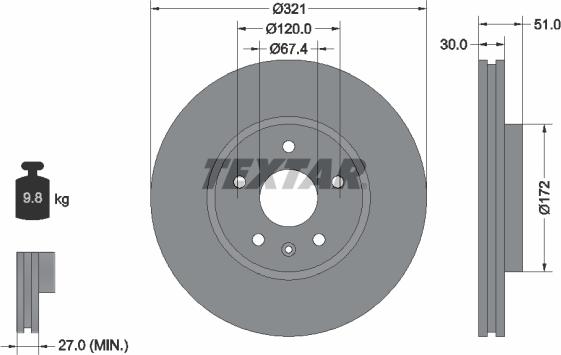 Textar 92187005 - Тормозной диск autosila-amz.com