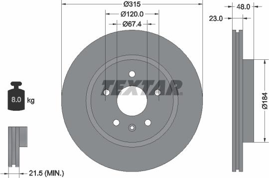 Textar 92187303 - Тормозной диск autosila-amz.com