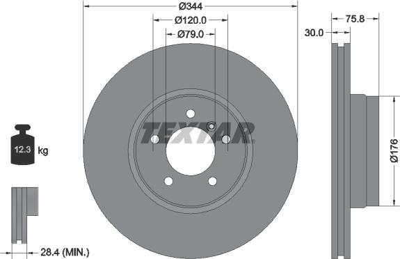 Textar 92134400 - Тормозной диск autosila-amz.com