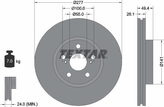 Textar 92135503 - Тормозной диск autosila-amz.com
