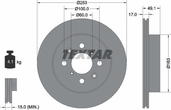 Textar 92135303 - Тормозной диск autosila-amz.com