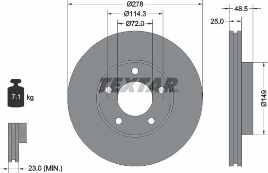 Textar 92130300 - Тормозной диск autosila-amz.com