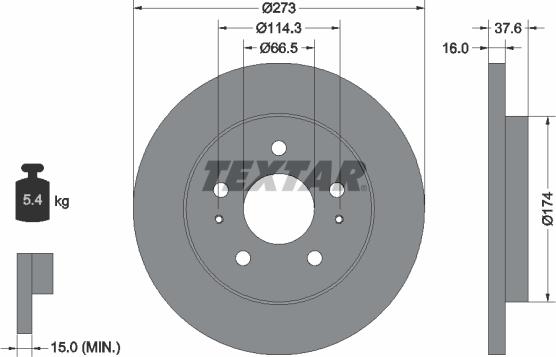 Textar 92138200 - Тормозной диск autosila-amz.com