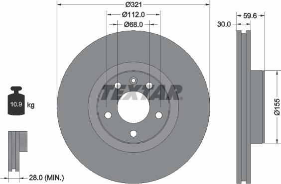 Textar 92132305 - Тормозной диск autosila-amz.com