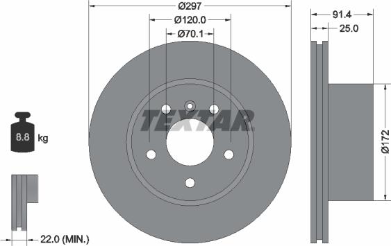 Textar 92129705 - Тормозной диск autosila-amz.com