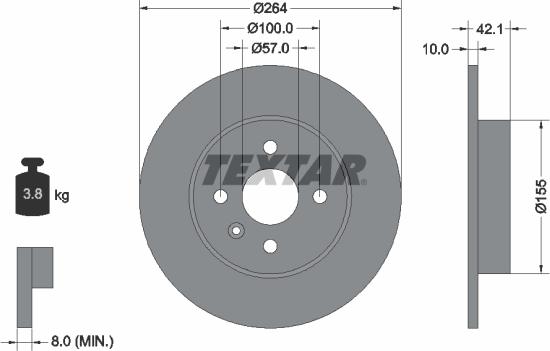 Textar 92124703 - Тормозной диск autosila-amz.com