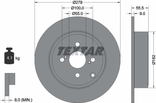 Textar 92126303 - Тормозной диск autosila-amz.com