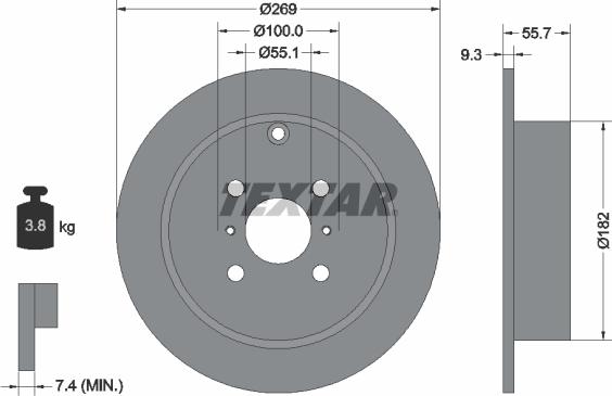 Textar 92126203 - Диск тормозной PRO F3,F3R Schr?gheck,F3R Hatchback;COROLLA (ZZE12_, NDE12_, ZDE12_),COROLLA Kombi (_ autosila-amz.com