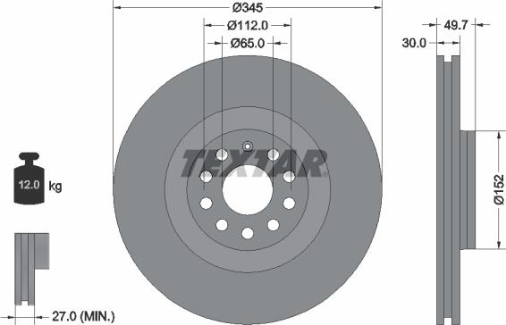 Textar 92120600 - Тормозной диск autosila-amz.com