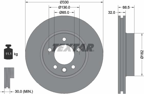 Textar 92121603 - Тормозной диск autosila-amz.com