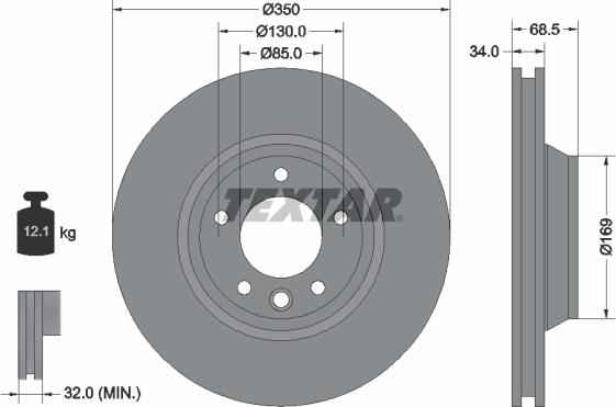 Textar 92121800 - Тормозной диск autosila-amz.com