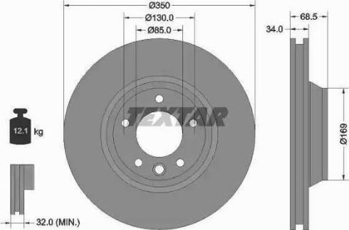 Textar 92121810 - Тормозной диск autosila-amz.com