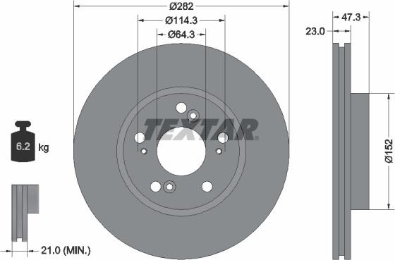 Textar 92128400 - Диск тормозной CIVIC VII Hatchback (EU, EP, EV),CR-V Mk II (RD_),CR-V II (RD_),STREAM (RN),STREAM;CI autosila-amz.com