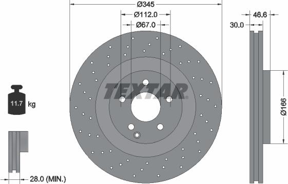 Textar 92123700 - Тормозной диск autosila-amz.com
