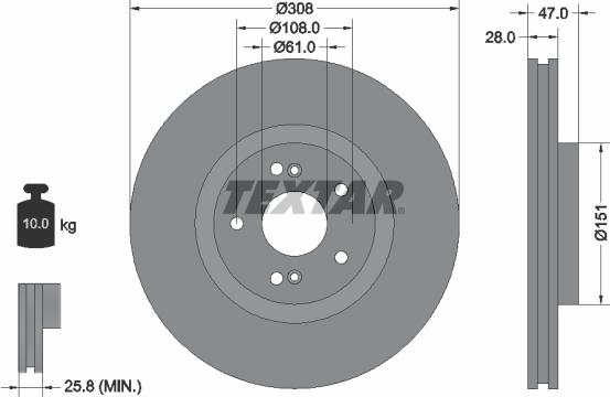 Textar 92174005 - Тормозной диск autosila-amz.com