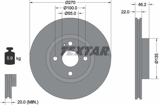 Textar 92175903 - Тормозной диск autosila-amz.com