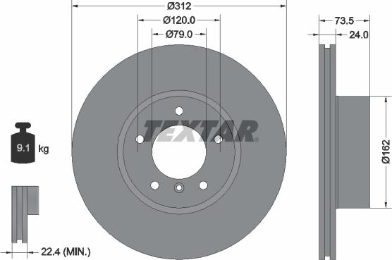 Textar 92176105 - Тормозной диск autosila-amz.com