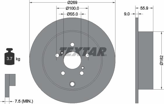 Textar 92170403 - Тормозной диск autosila-amz.com