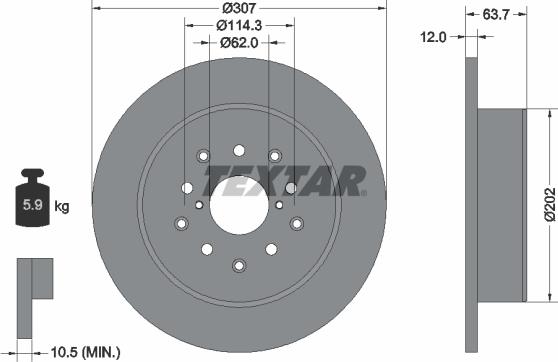 Textar 92170803 - Тормозной диск autosila-amz.com