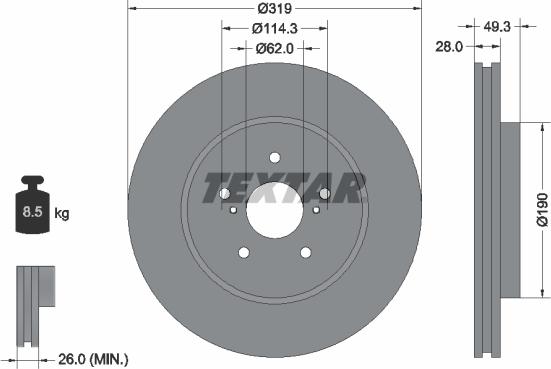 Textar 92171503 - Тормозной диск autosila-amz.com
