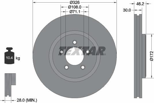 Textar 92173505 - Тормозной диск autosila-amz.com