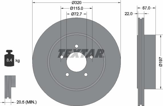 Textar 92177205 - Тормозной диск autosila-amz.com