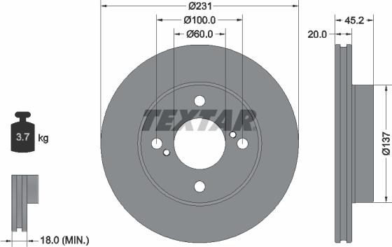 Textar 92309403 - Тормозной диск autosila-amz.com