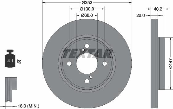 Textar 92303703 - Тормозной диск autosila-amz.com