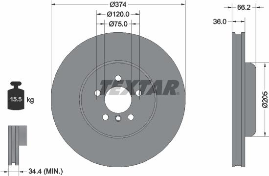 Textar 92312105 - Тормозной диск autosila-amz.com