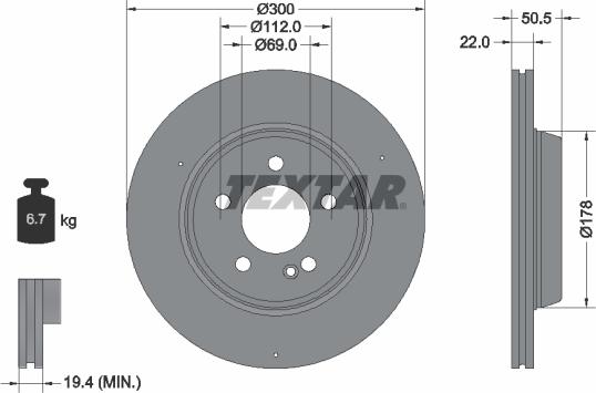 Textar 92338705 - Тормозной диск autosila-amz.com