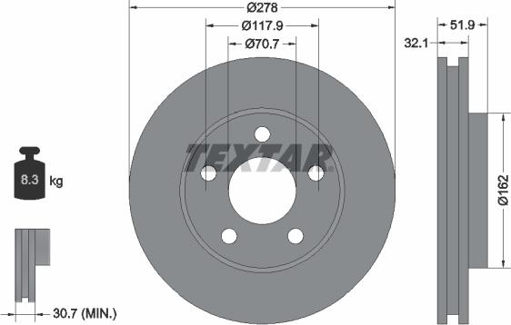 Textar 92332500 - Тормозной диск autosila-amz.com