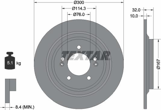 Textar 92332703 - Тормозной диск !PRO \KIA OPTIMA 1.7 CRDi 16>, OPTIMA 2.0 15>, OPTIMA 2.0 CVVL 15>, OPTIMA 2.0 CVVL 1 autosila-amz.com