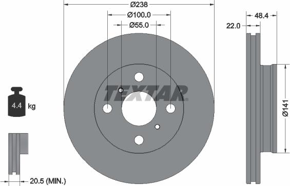 Textar 92294603 - Тормозной диск autosila-amz.com