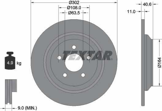 Textar 92292403 - Тормозной диск задн Лев/Прав FORD FOCUS III, FOCUS IV, KUGA III 1.5-2.5H 07.15- autosila-amz.com