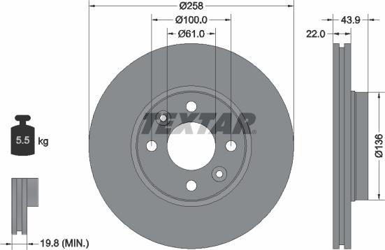 Textar 92241503 - Тормозной диск autosila-amz.com