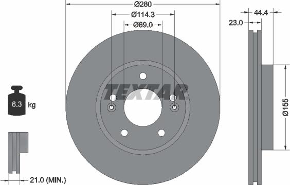 Textar 92243203 - Тормозной диск autosila-amz.com